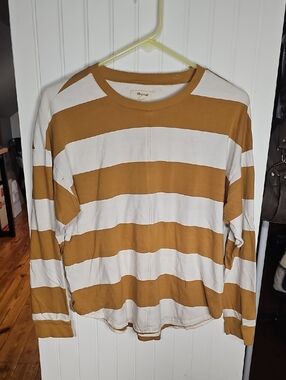 Madewell Long-Sleeve Striped Tee in Mustard & White